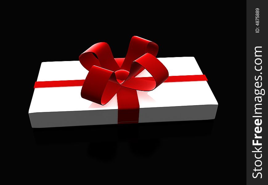 Wrapped white and red gift (3D)
