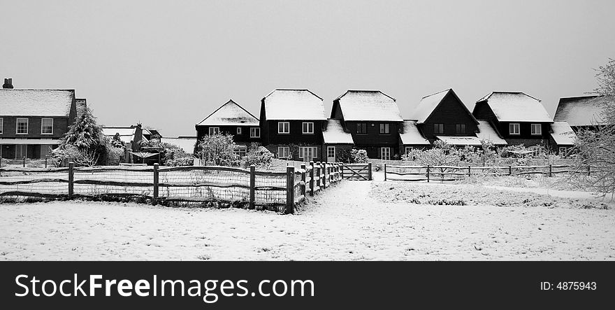 Snow covered rooftops in Berkshire
