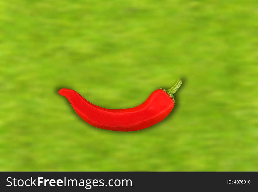 Red Pepper (with Shadow) isolated on green background