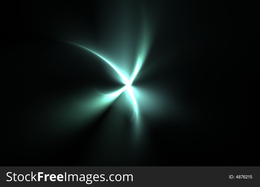 Abstract fractal green x on black background