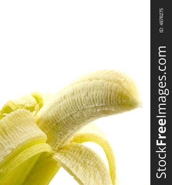 Banana close-up over white background
