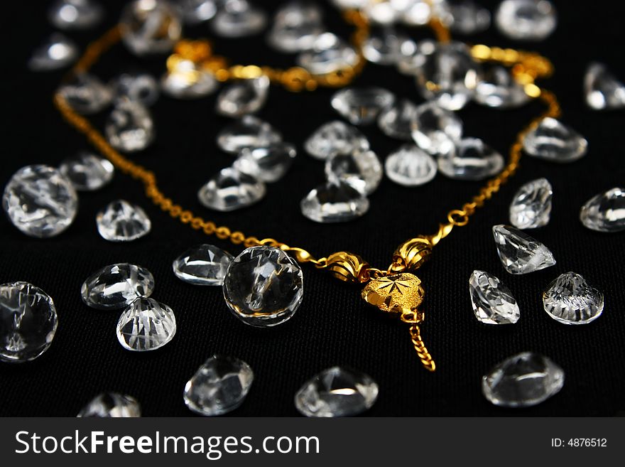 Gold Necklace And Crystals