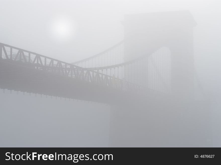 Fog on Masaryk bridge over the Saone in Lyon. Fog on Masaryk bridge over the Saone in Lyon