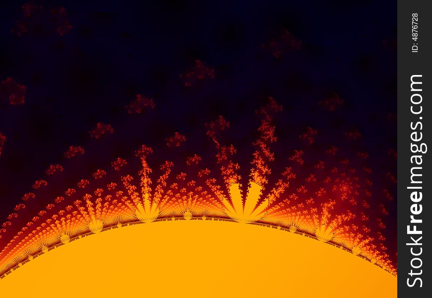 Fractal sun showing rays on a black background