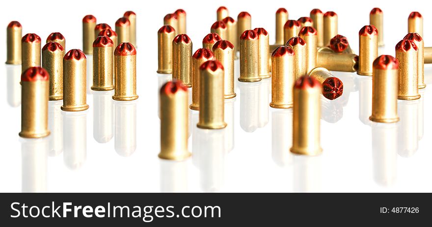 Bullets on white. See my other images of bullets.