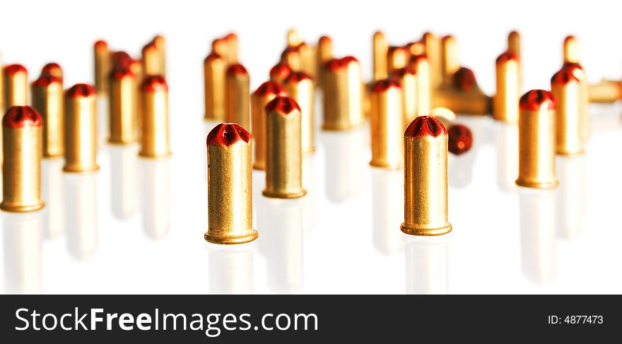 Bullets on white. See my other images of bullets.