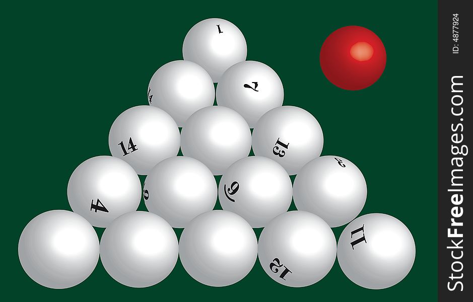 Billiard spheres are drawn in the illustrator against the green background. Vector figure is transferred into the scanning. Billiard spheres are drawn in the illustrator against the green background. Vector figure is transferred into the scanning.