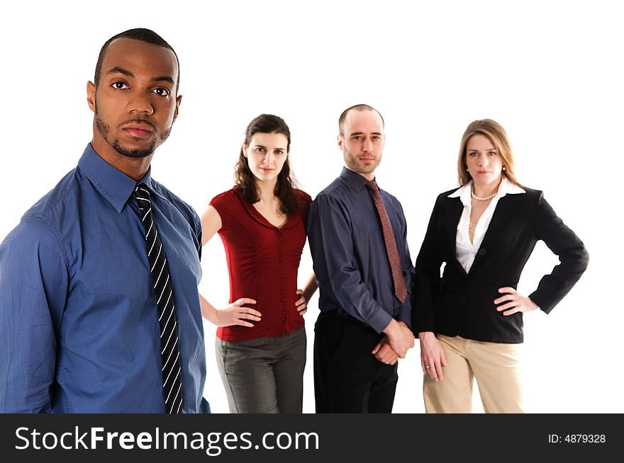 Business people on an isolated white background. Business people on an isolated white background