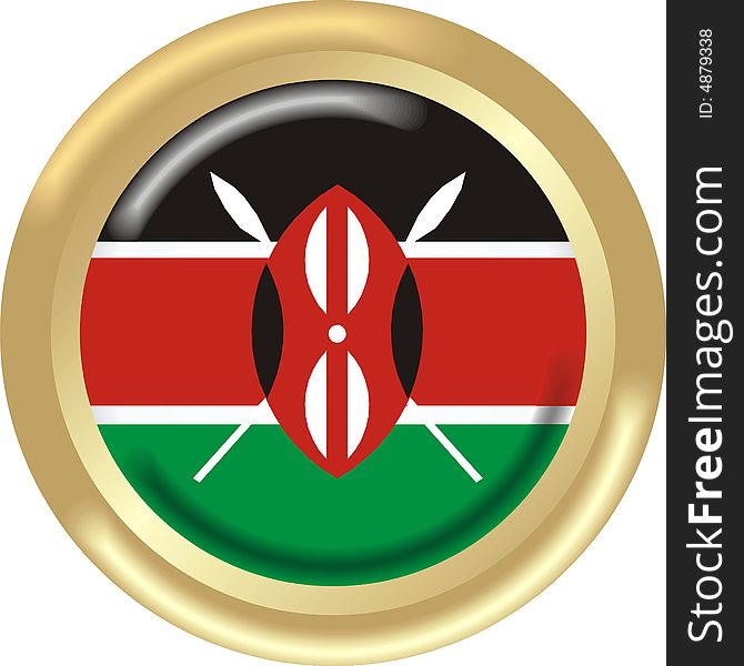 Art illustration: round medal with flag of kenya