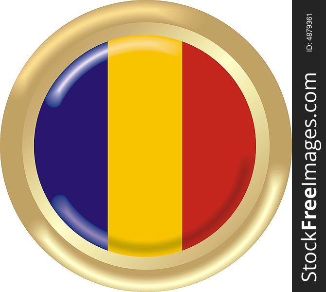 Art illustration: round medal with the flag of romania