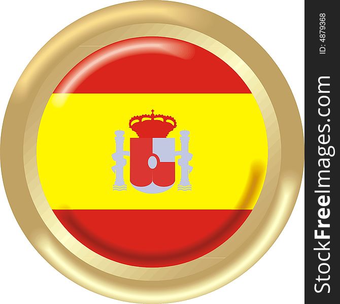 Art illustration: round medal with the flag of spain
