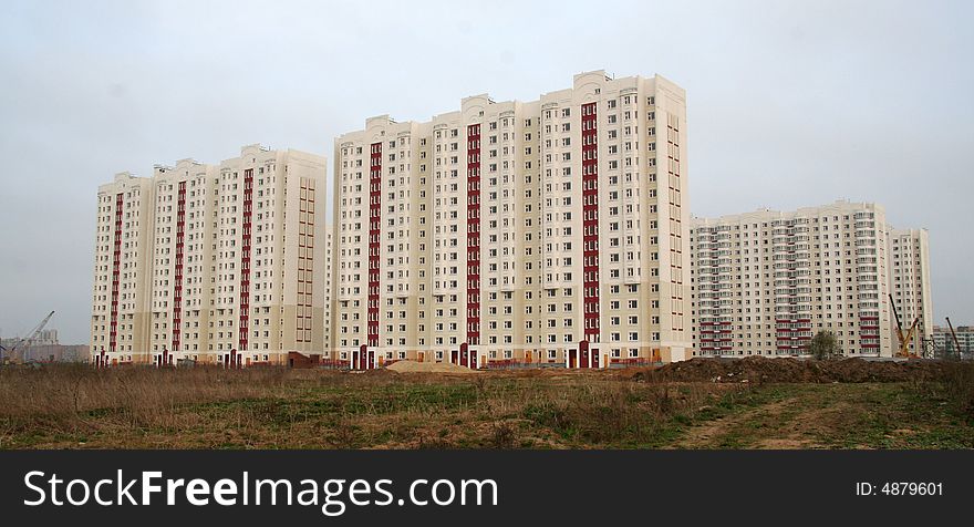 Complex of inhabited new buildings on the new place, former waste ground. Complex of inhabited new buildings on the new place, former waste ground