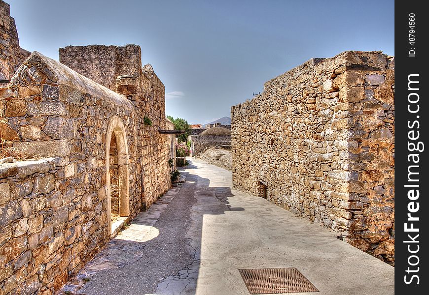 Spinalonga island near Agios Nikolaos Crete Greece. It was a place for people with leprosy.