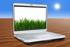 Laptop Computer With Green Grass Stock Image Laptop Computer With Green Grass Stock Image
