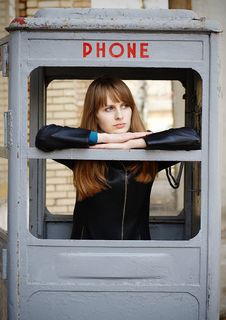 Lonely Girl In Old Phonebox Royalty Free Stock Images Lonely Girl In Old Phonebox Royalty Free Stock Images