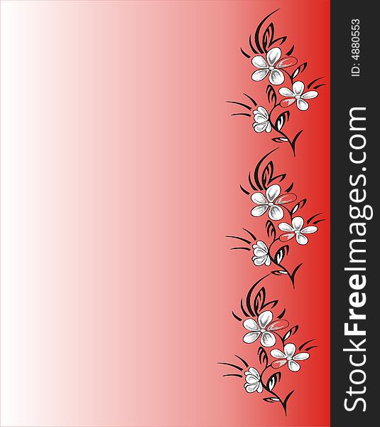 Floral frame on red background -  illustration