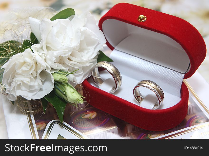 Engagement ring in a box with a rose. Engagement ring in a box with a rose