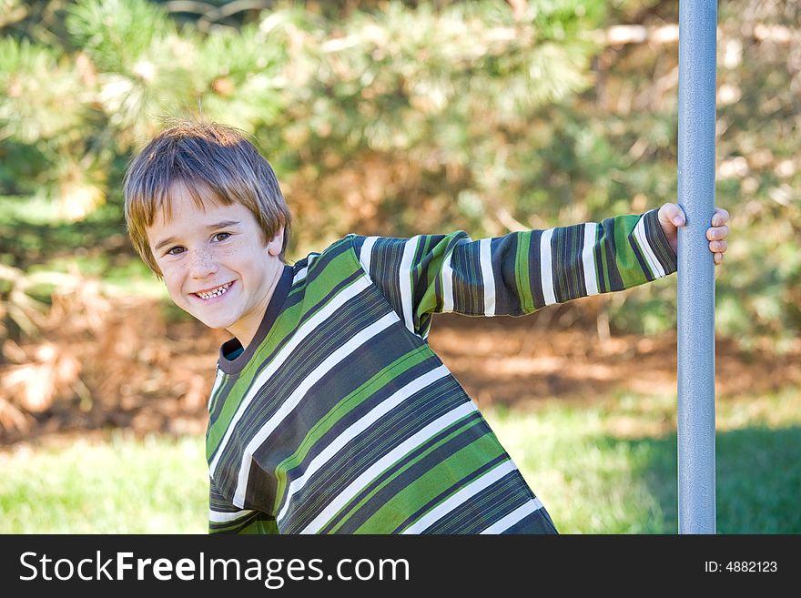 Little Boy Having Fun at the Park. Little Boy Having Fun at the Park