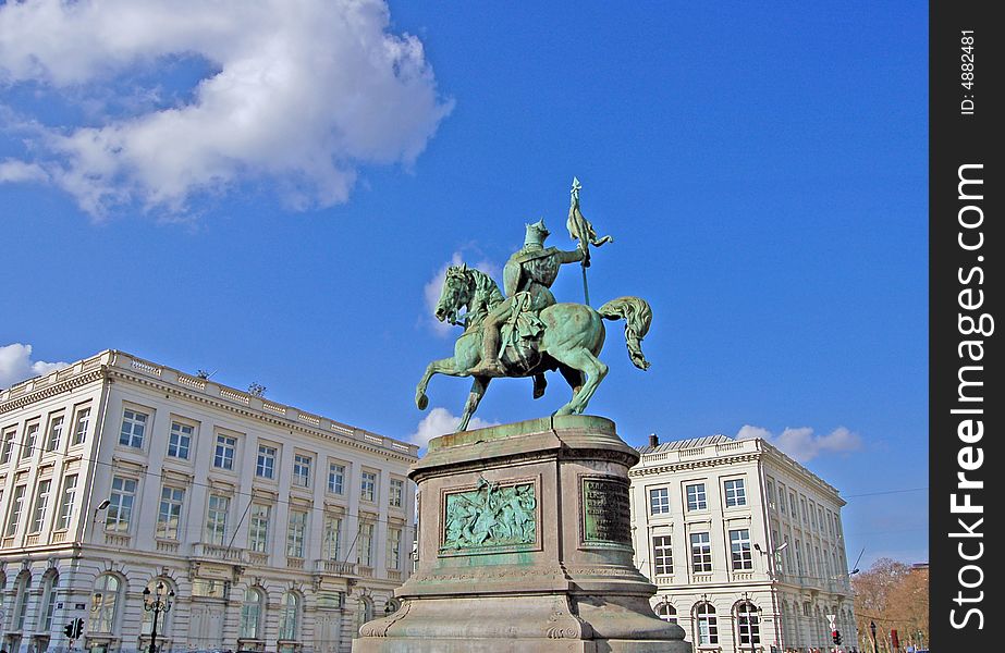 View on a statue on the Royal Place in Brussels