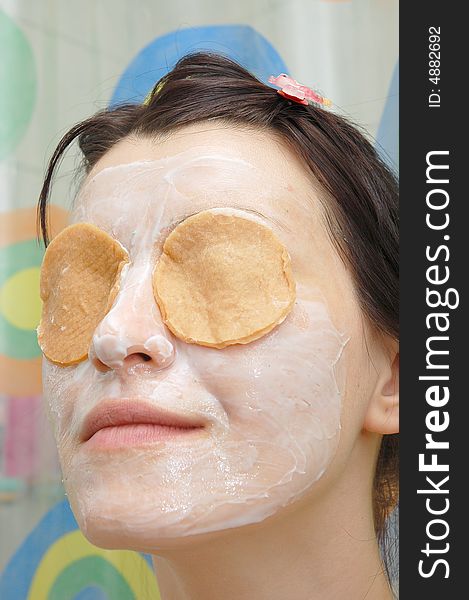 Medicine mask over young wonman face