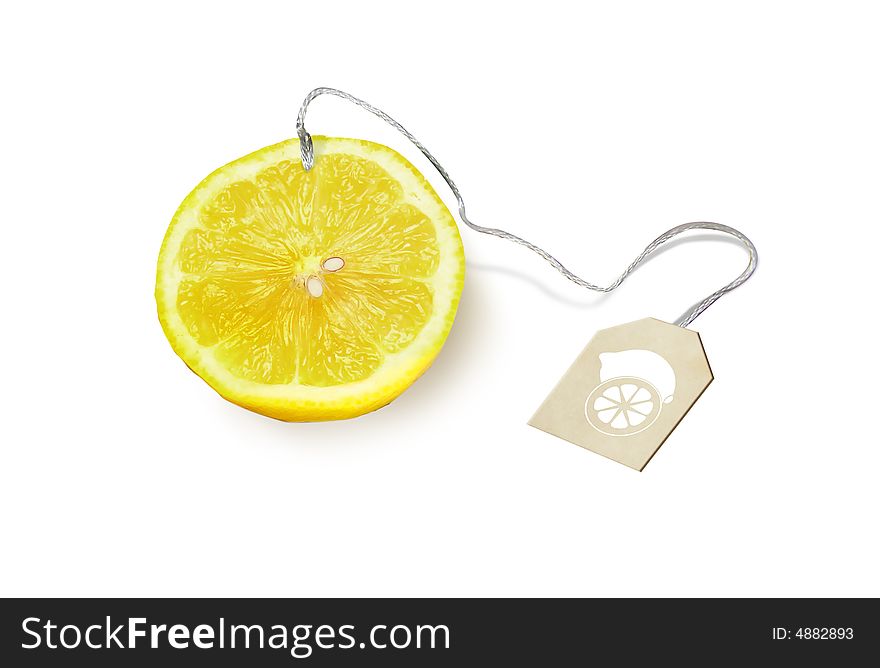 Creative concept of tea bag with lemon. Creative concept of tea bag with lemon