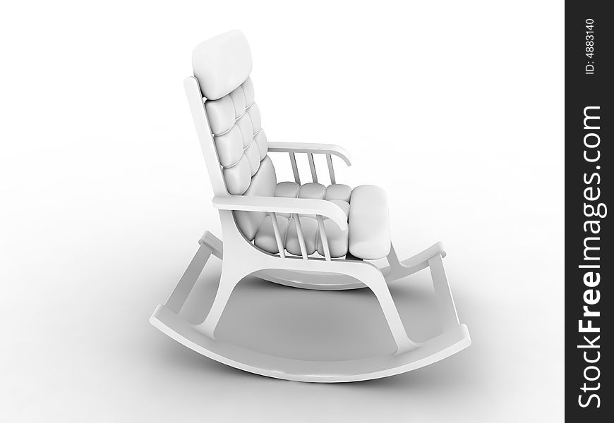 Armchair-rocking chair on the white background