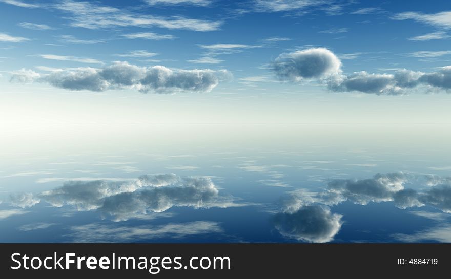 Beautiful sea and clouds sky - digital artwork. Beautiful sea and clouds sky - digital artwork