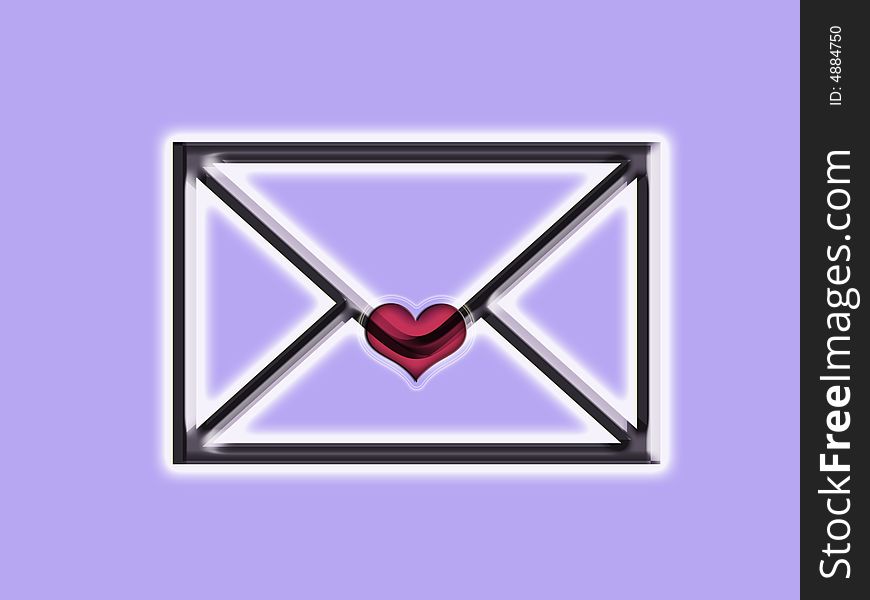 Letter seald with heart on violet background