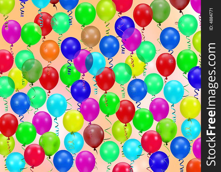 Colorful party balloons background isolated on white