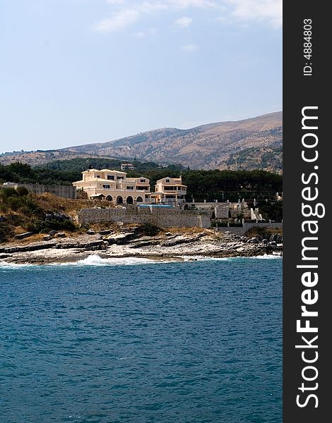 Greek architecture near sea at Kassiopi - Corfu island. Greek architecture near sea at Kassiopi - Corfu island