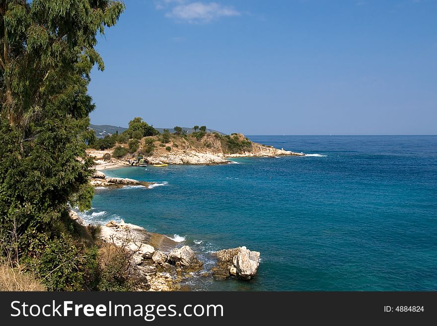 Mediterranean sea shore view in Corfu island
