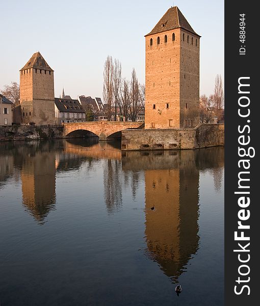 Two Towers of Strasbourg in the evening light