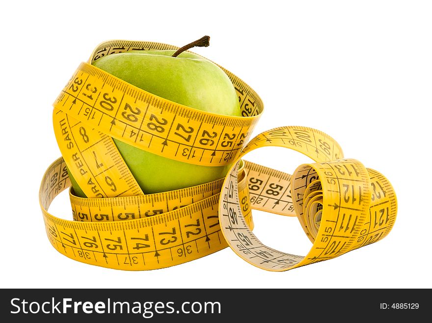 Apple with the measure tape. Apple with the measure tape