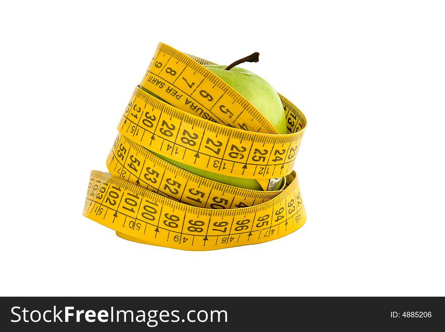 Apple surrounded by the measure tape. Apple surrounded by the measure tape