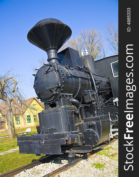 Little old locomotive in industrie park