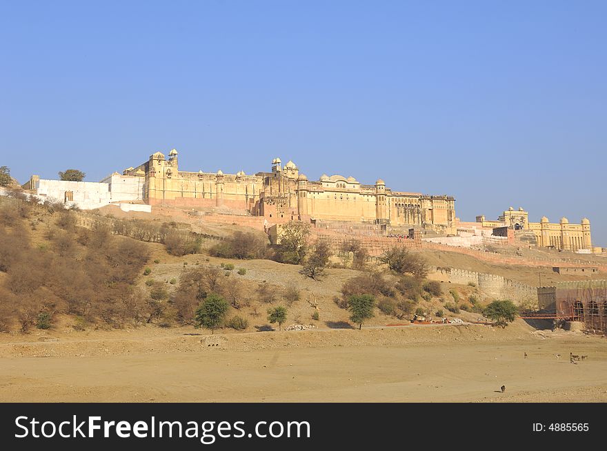 India, Jaipur; the outer city wall