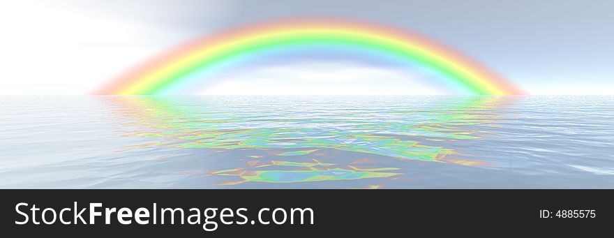 Beautiful rainbow and water panorama