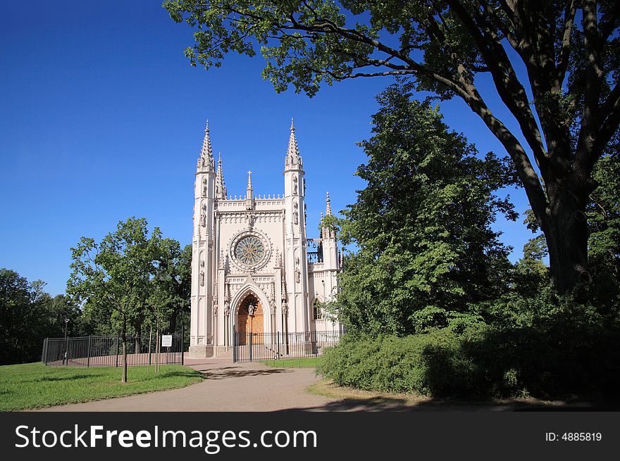 Gothic chapel in park of Petergof