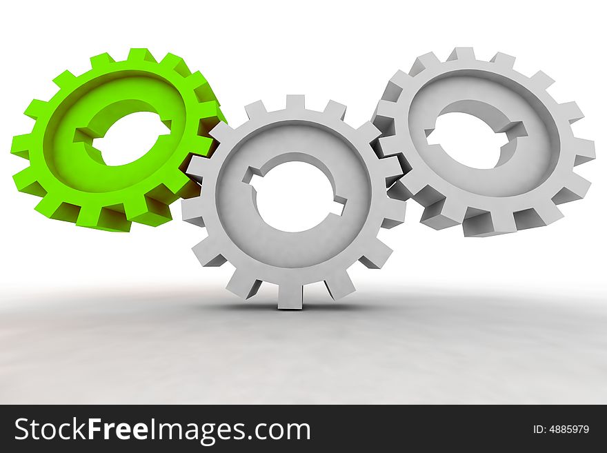 Isolated cogwheels - business network - illustration