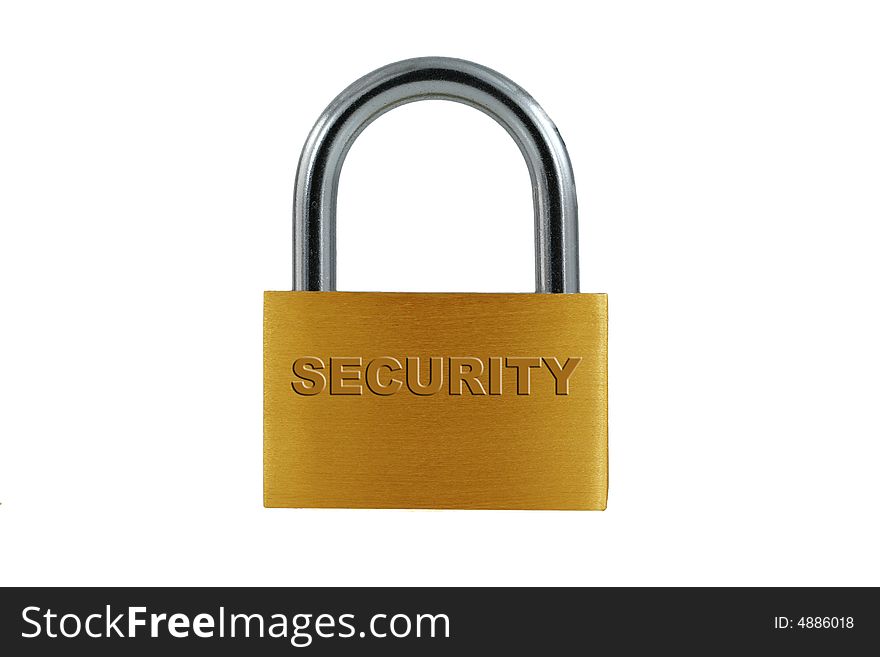 Isolated Brass Lock On White
