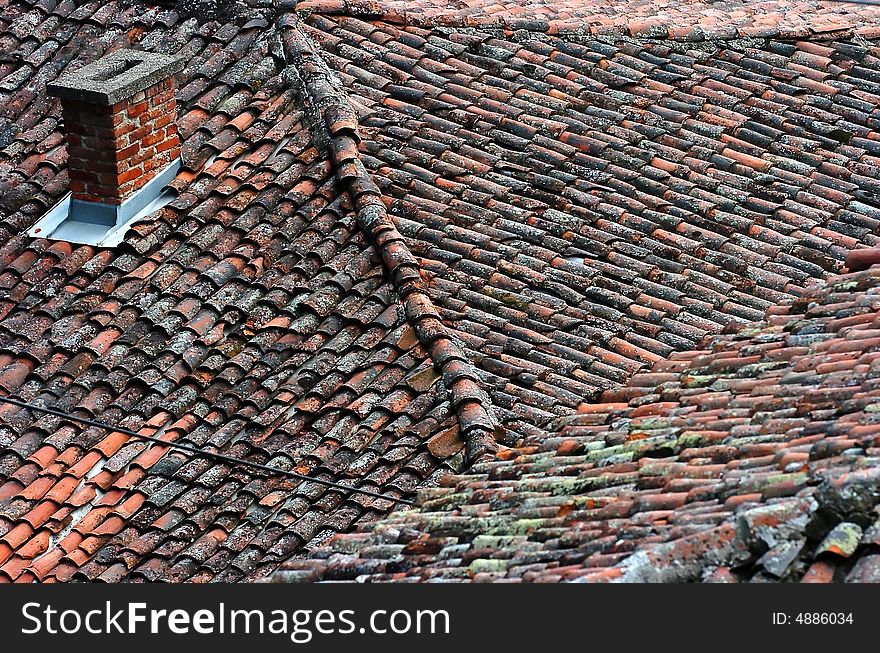 Old Roof with chimney Background. Old Roof with chimney Background