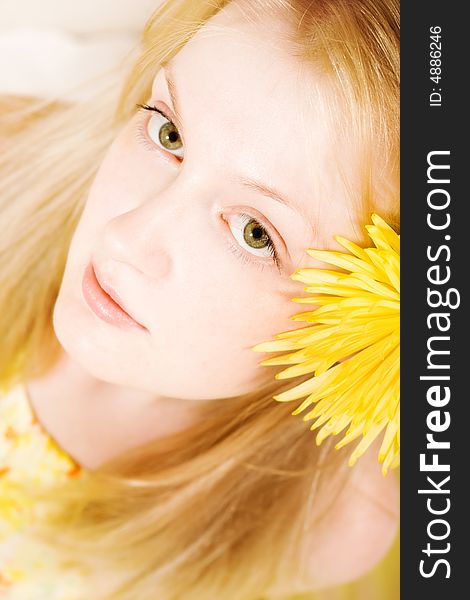 Romantic image of a young woman in yellow. Romantic image of a young woman in yellow