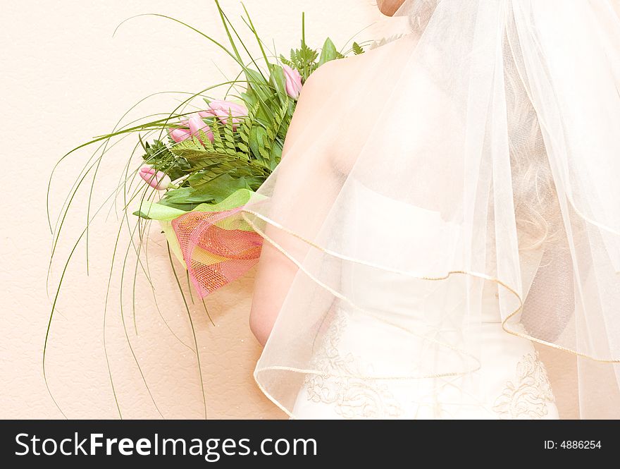 Bride With Bunch Of Tulips