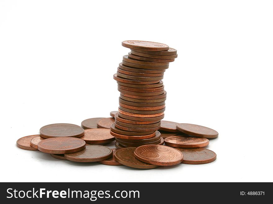 A pile of euro-coins isolated on white background. A pile of euro-coins isolated on white background