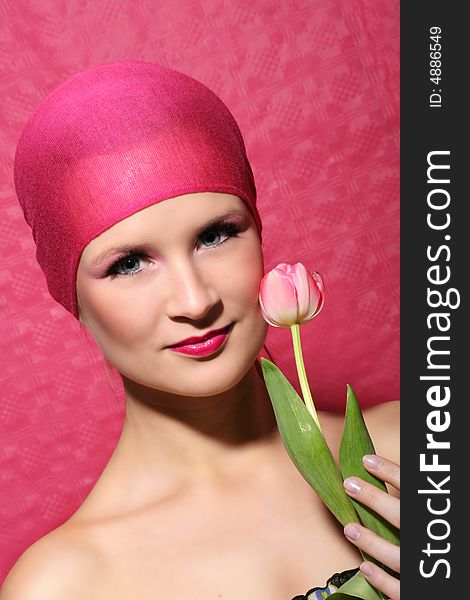 Beauty Portrait Of A Woman In Pink
