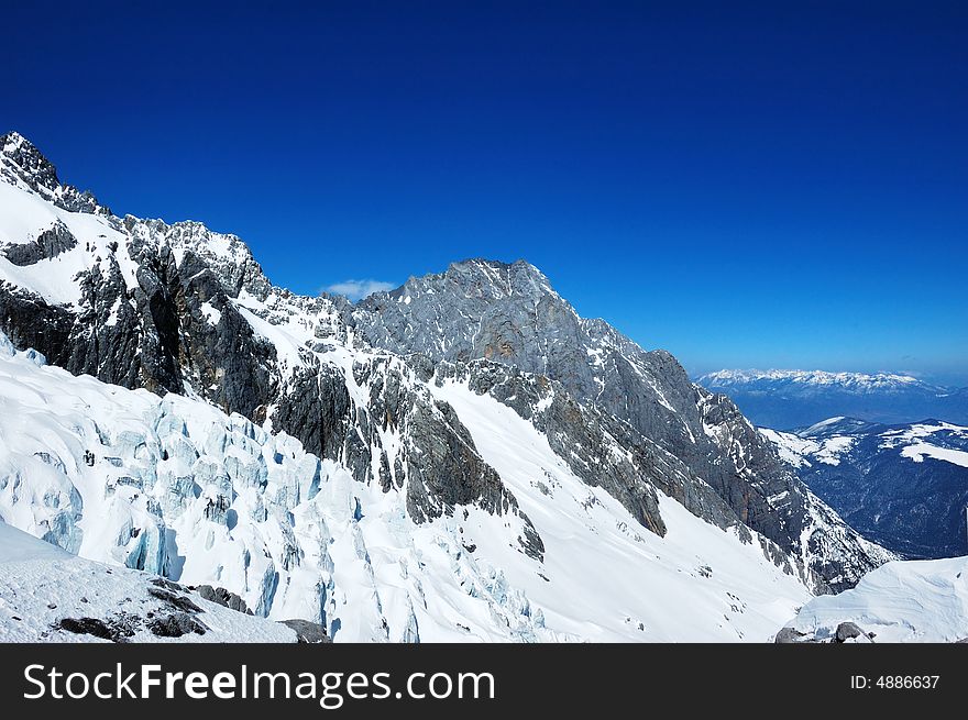 Elevation 4500 meter Yulong snowy mountains and glacier located at the Qinghai-Tibet Plain. Elevation 4500 meter Yulong snowy mountains and glacier located at the Qinghai-Tibet Plain.