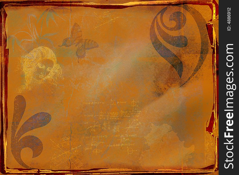 Grunge background with texture and  filigree. Grunge background with texture and  filigree