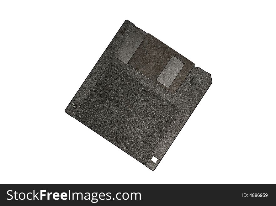 A photo of black floppy. Isolated.
