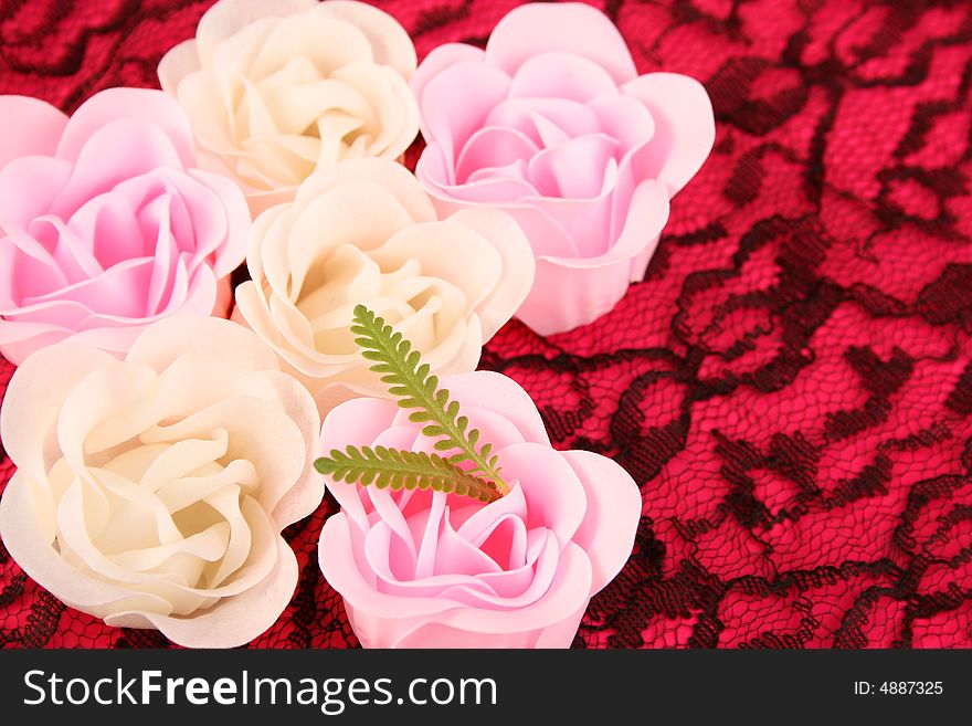 Pink and white flowers made out of Soap. Pink and white flowers made out of Soap