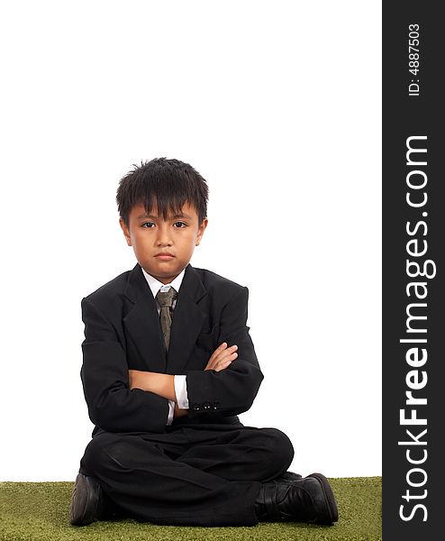 Picture of a young businessman on a white background